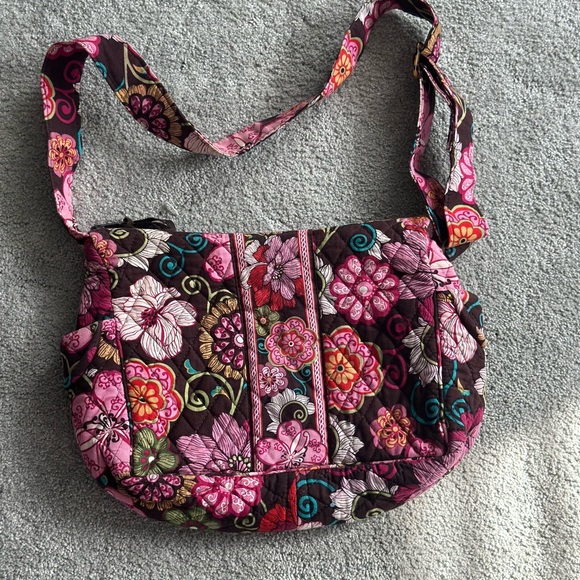 Vera Bradley Quilted Purse Pink and Brown Floral Shoulder Bag - Picture 3 of 6